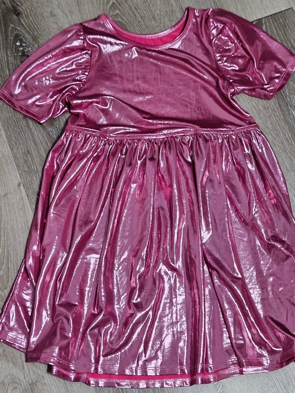 Pink Chicken Metallic Pink Shimmer Lame Steph Dress- Size 8Y